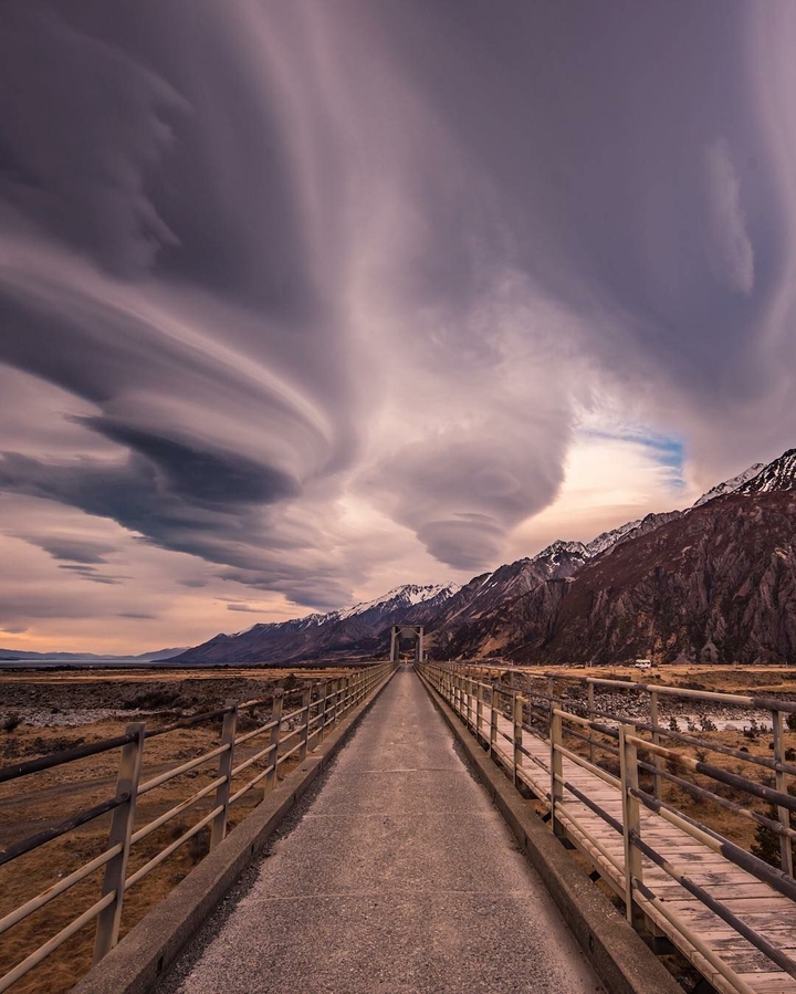 Road in the cold sky.