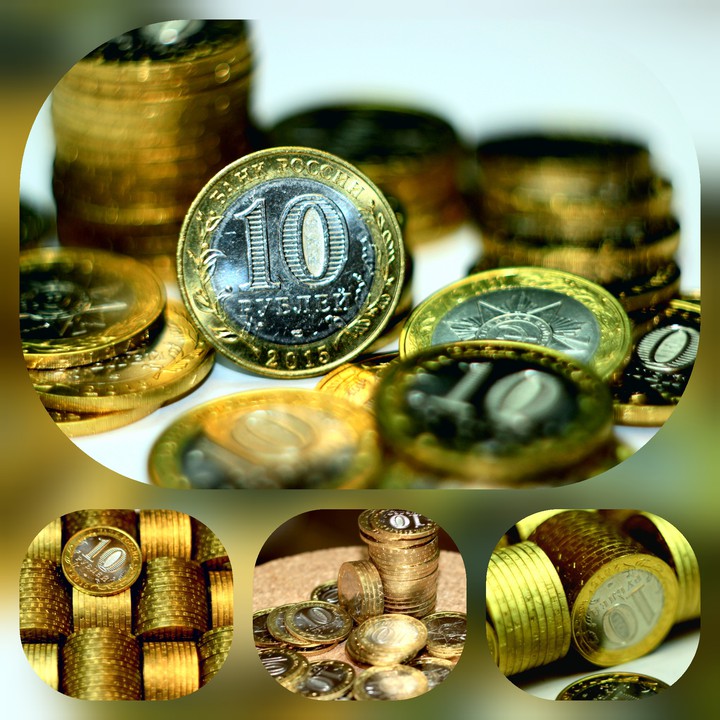 Collage. Coins