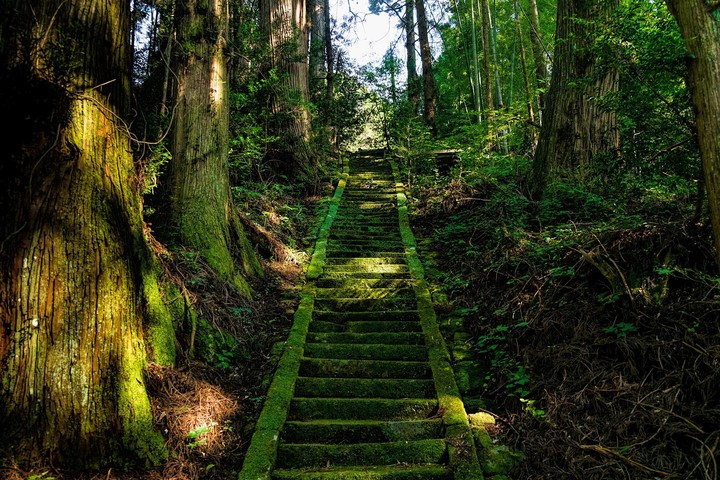 green stairs