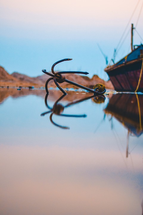Serene view of an anchor