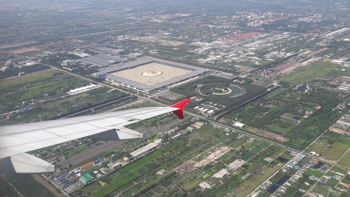 flying over Bangkok