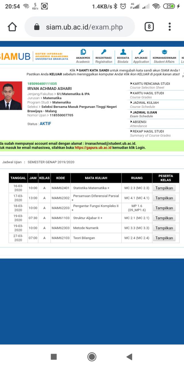 JADWAL UJIAN SEMESTER GENAP 2020