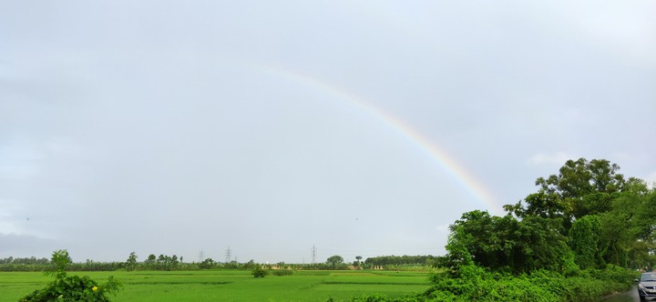 Rainbow at cloudy morning time