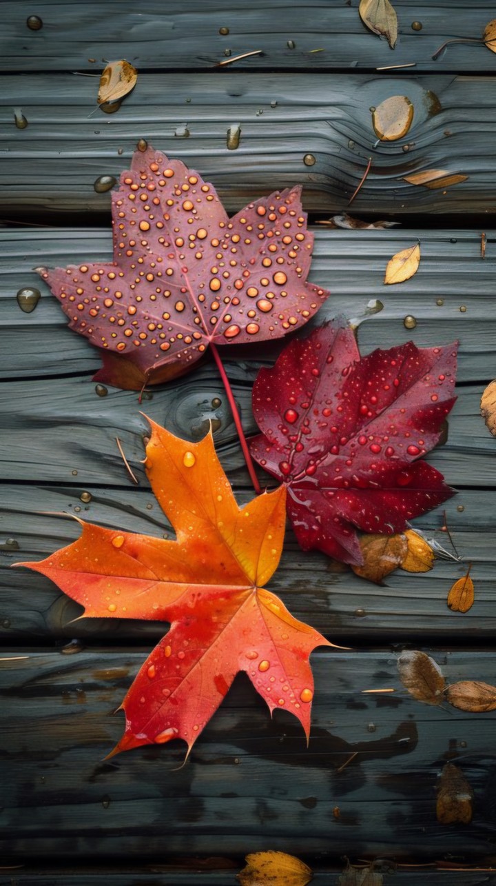 LEAVES ON BLACK WOOD