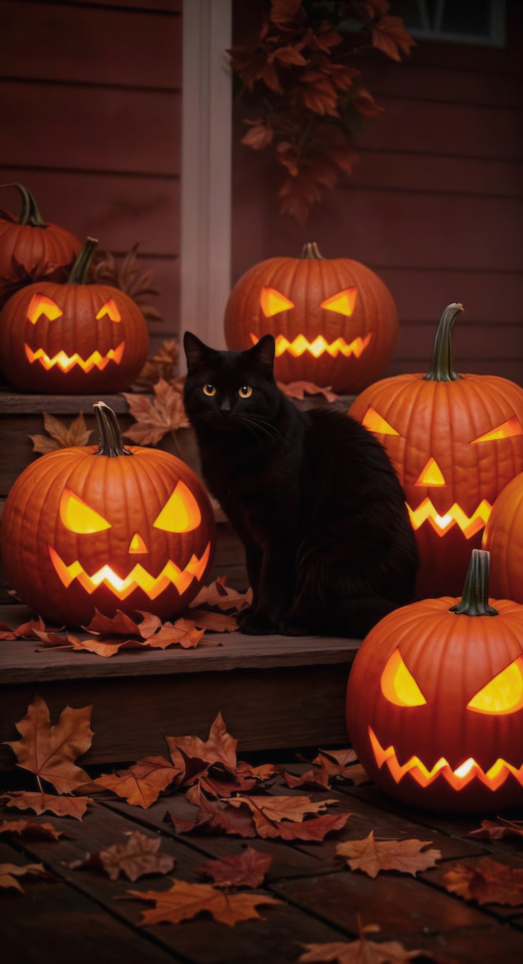 CAT AMONG THE JACK' O LANTERNS