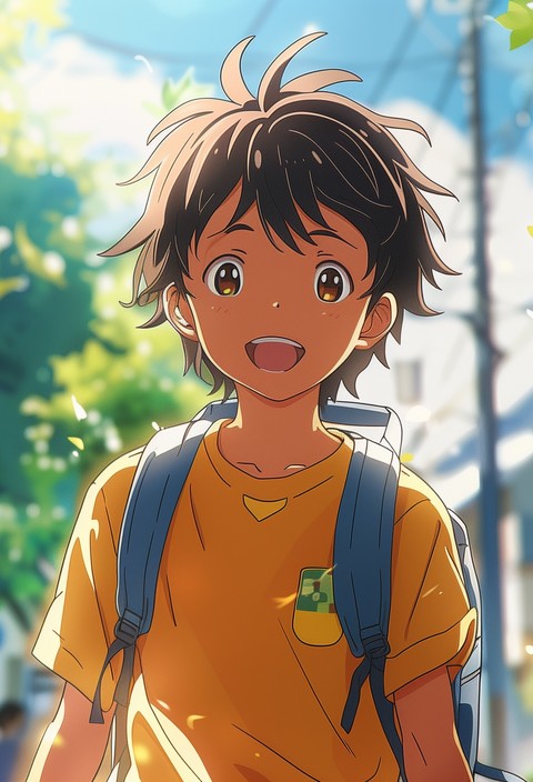 Boy anime school