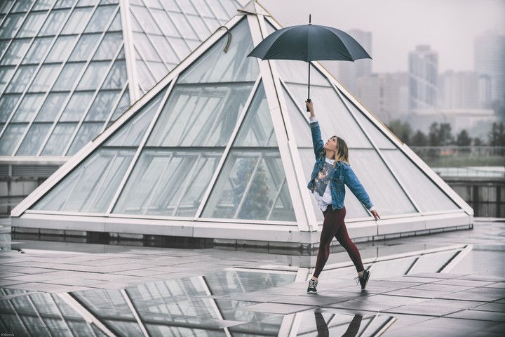 lady with rain
