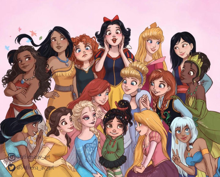 Vanellope with the disney princesses