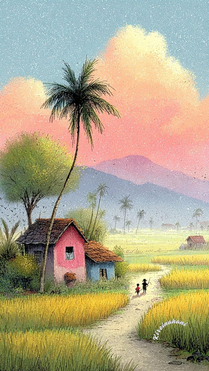 Village, wetland Hintergrundbilder