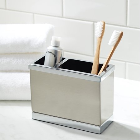 brushed nickel toothbrush holder