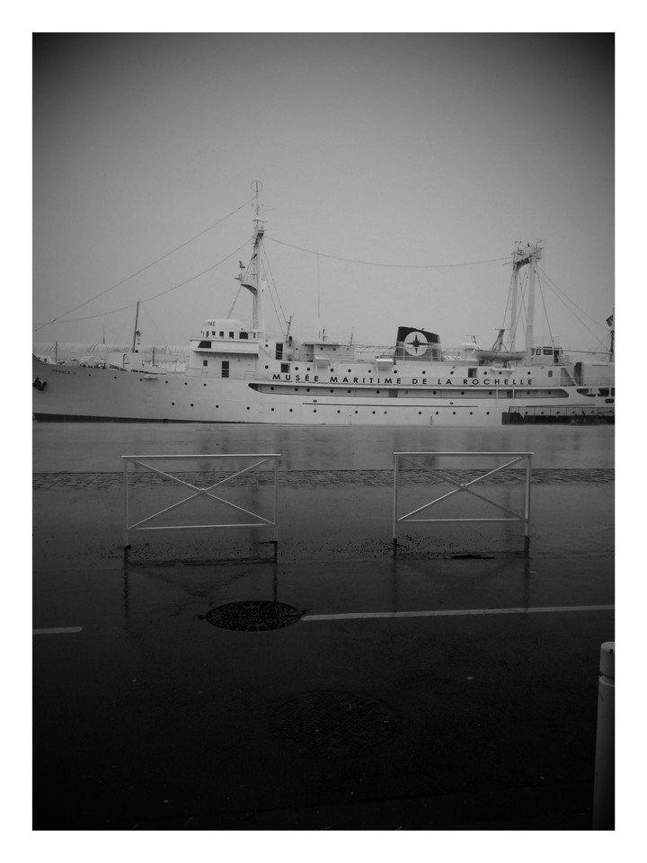 black and white ship
