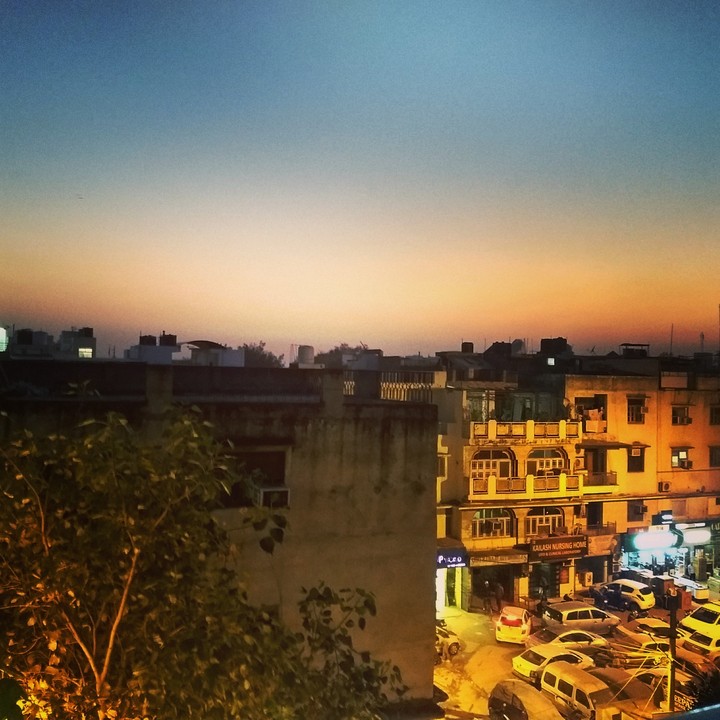A winter evening in Delhi.
