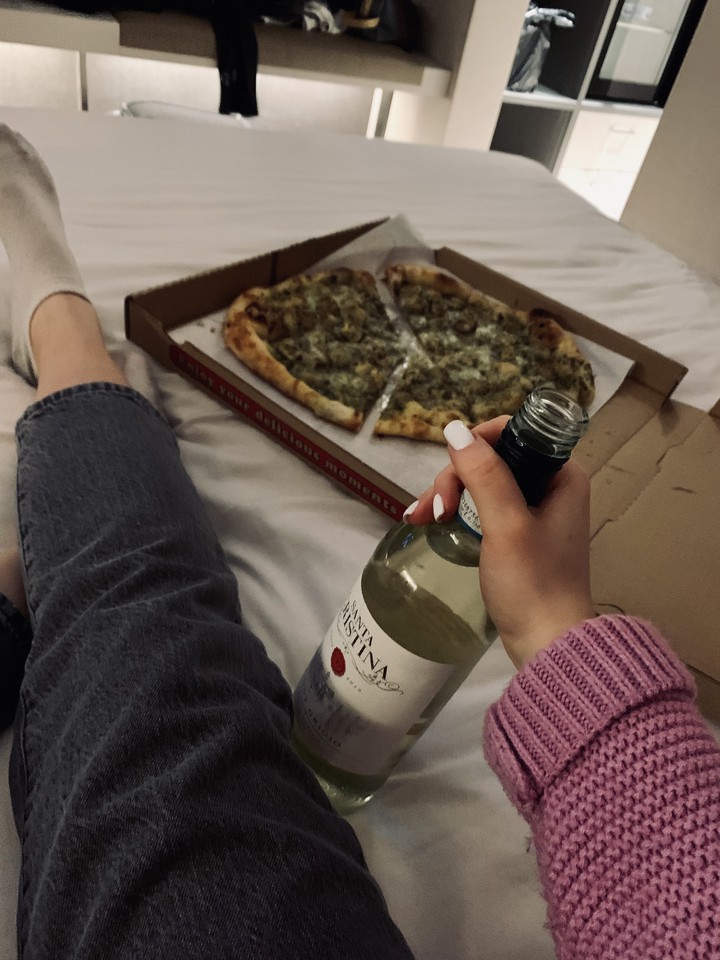 pizza and wine