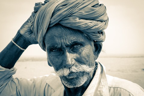 old Rajasthani man in the deserts