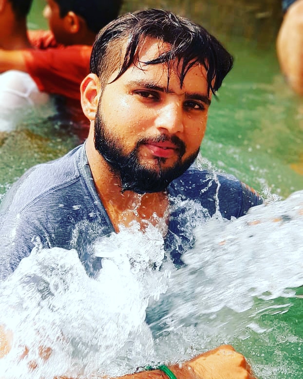 in the season of summer, injoying in tube well pool