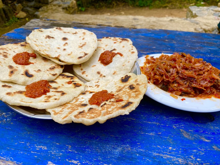 Pol Roti with Sini sambal ( Srilankan food )