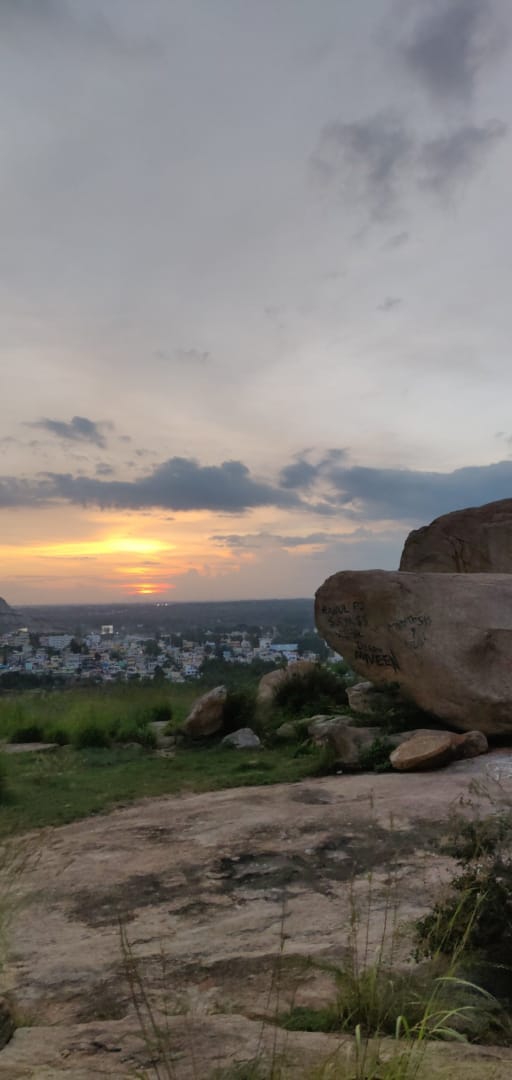 Sunset on green mountains