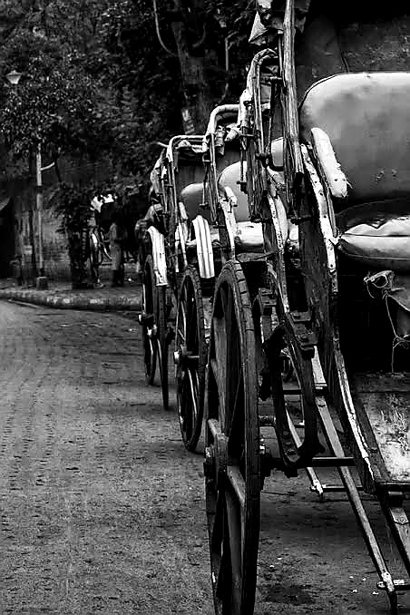 Hand drawn rickshaw, the lifeline of ancient Calcutta