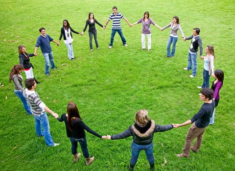 People Circle Grass Park