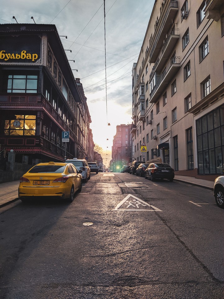 sunset in the city