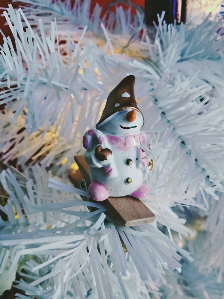 snowman with candy cane