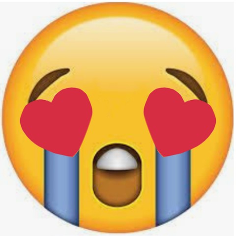 emoji enamorada llorando con ojos de corazones