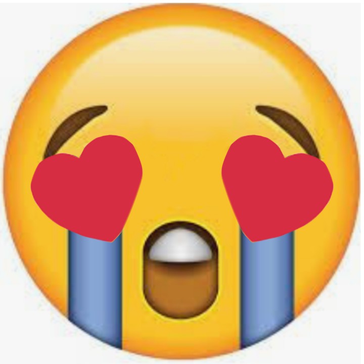 emoji enamorada llorando con ojos de corazones