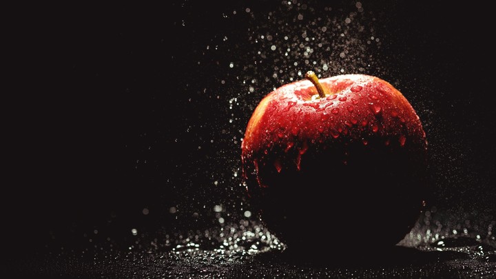 water drops on Apple.
