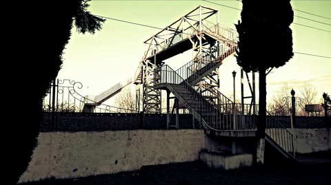 Old bridge over railway.