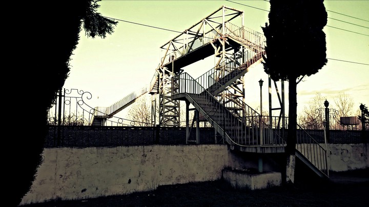 Old bridge over railway.