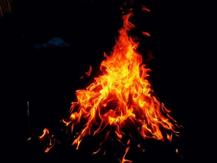 on fire