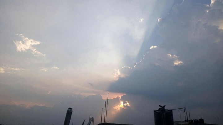 rooftop in the evening