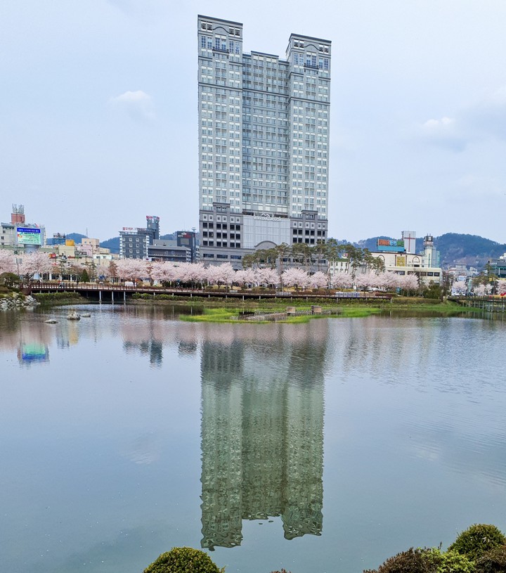 앗! 호수에 비친 모습이 너무 예쁘다!