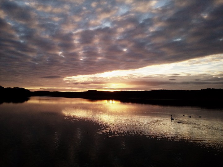 Sonnenuntergang am Schmachter See