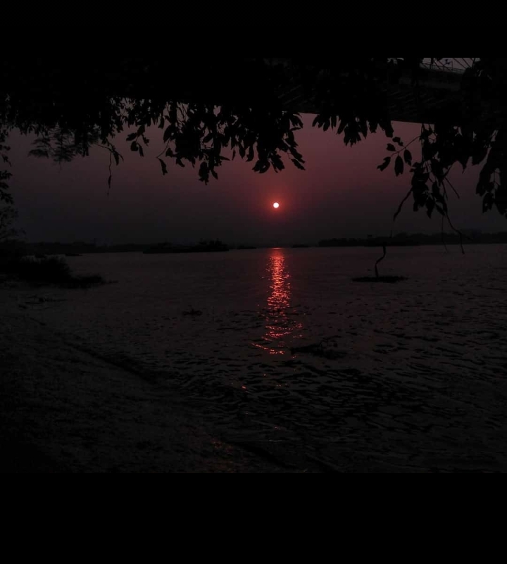 The sun set