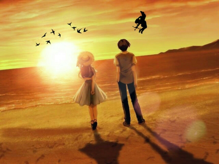 lovers cupid sunset