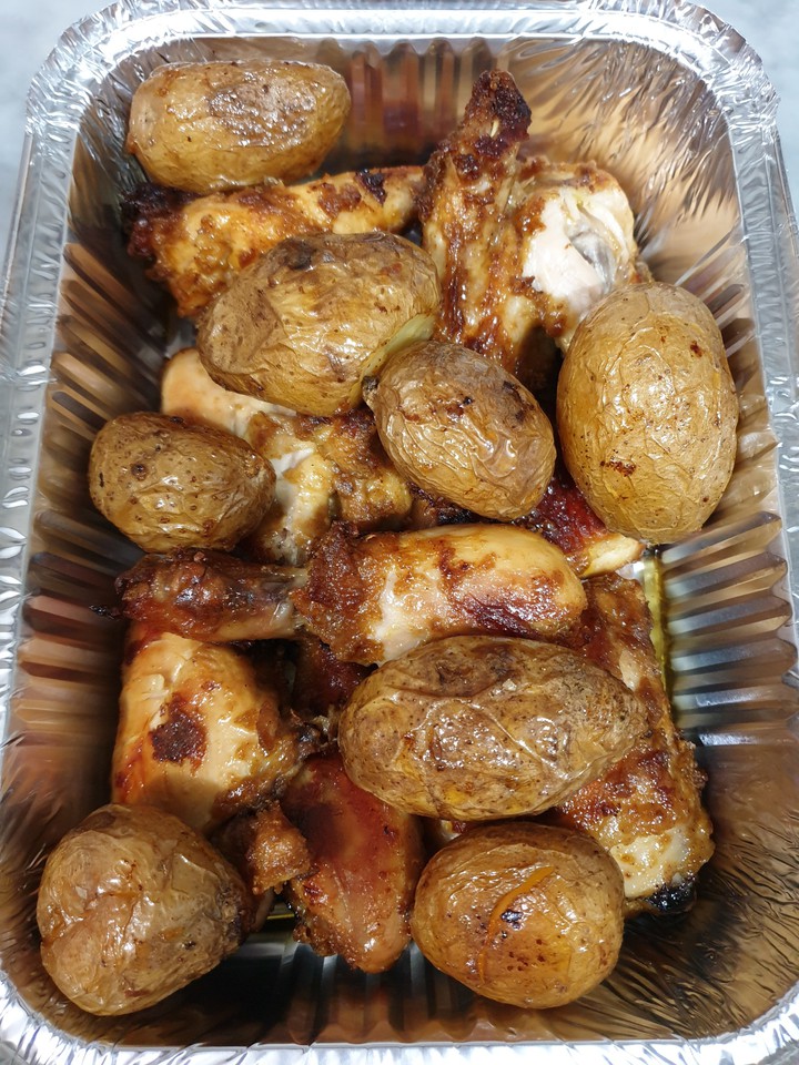 Grill chicken and potato at home