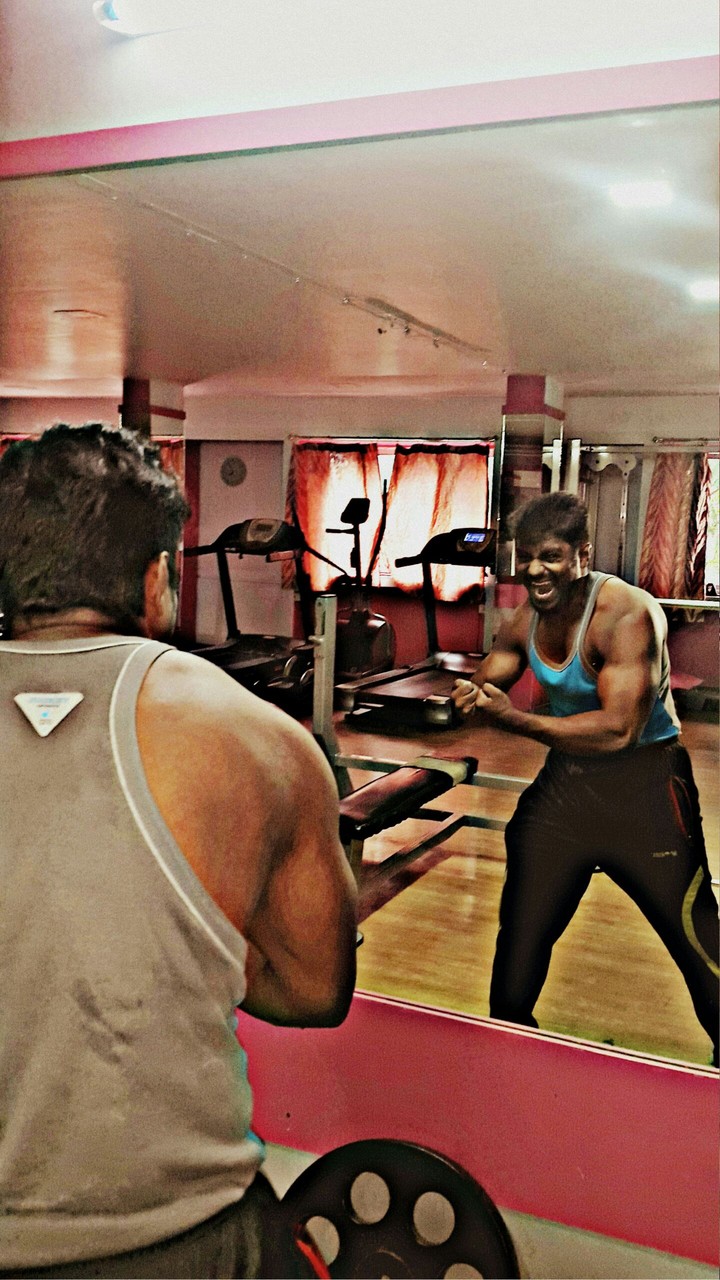 angry muscular pose..