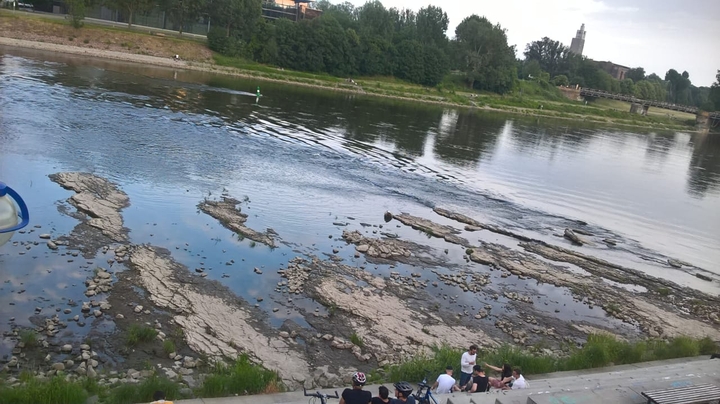 Domfelsen in Magdeburg bei niedrigem Wasserstand