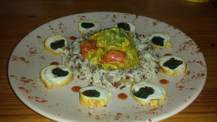 wild rice.curry veg.chicken spinach rolls + 34615227177