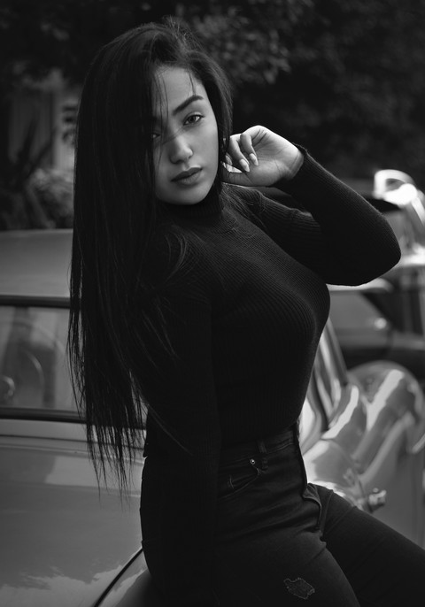 In black