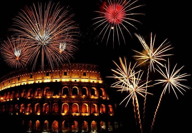 fireworks over the Colosseum