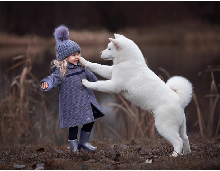 Little girl,Dog