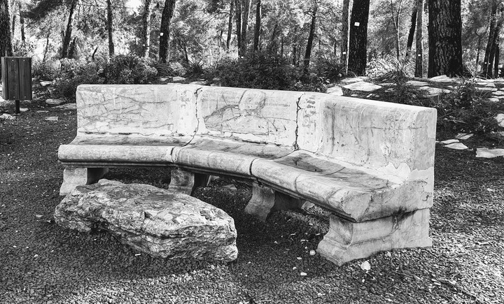 a stone bench