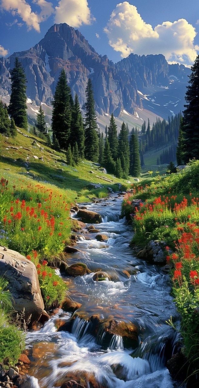 тапети mountain, stream