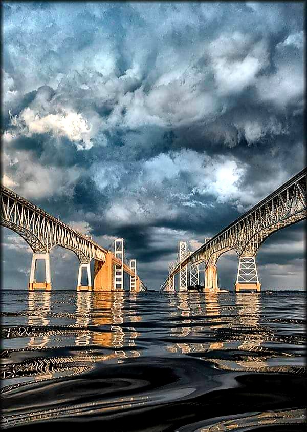 Maryland bridge on stormy day