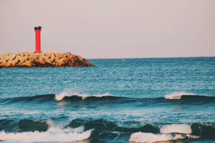 A lighthouse on the seashore