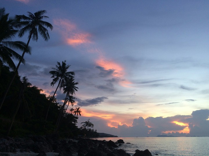 Sunset at Ban Tai or Mimosa Beach on Samui in Thailand