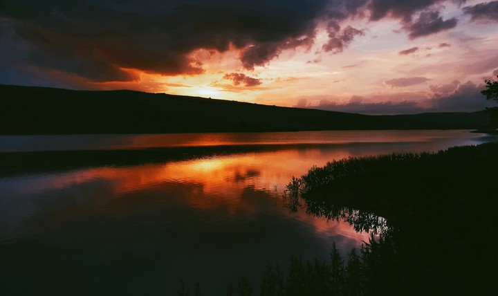 sunset over lake