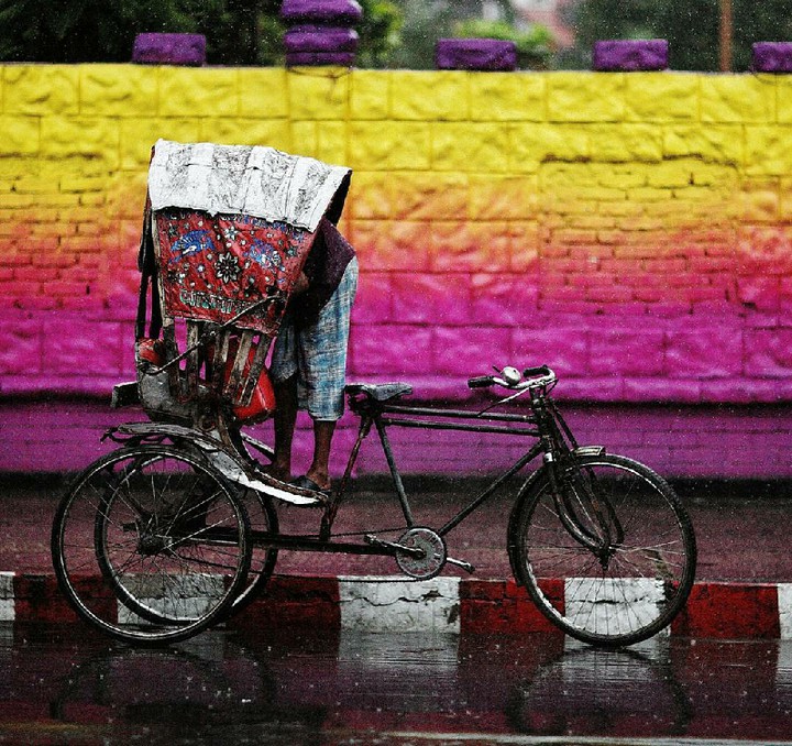 Rickshaw On Road Of Dhaka